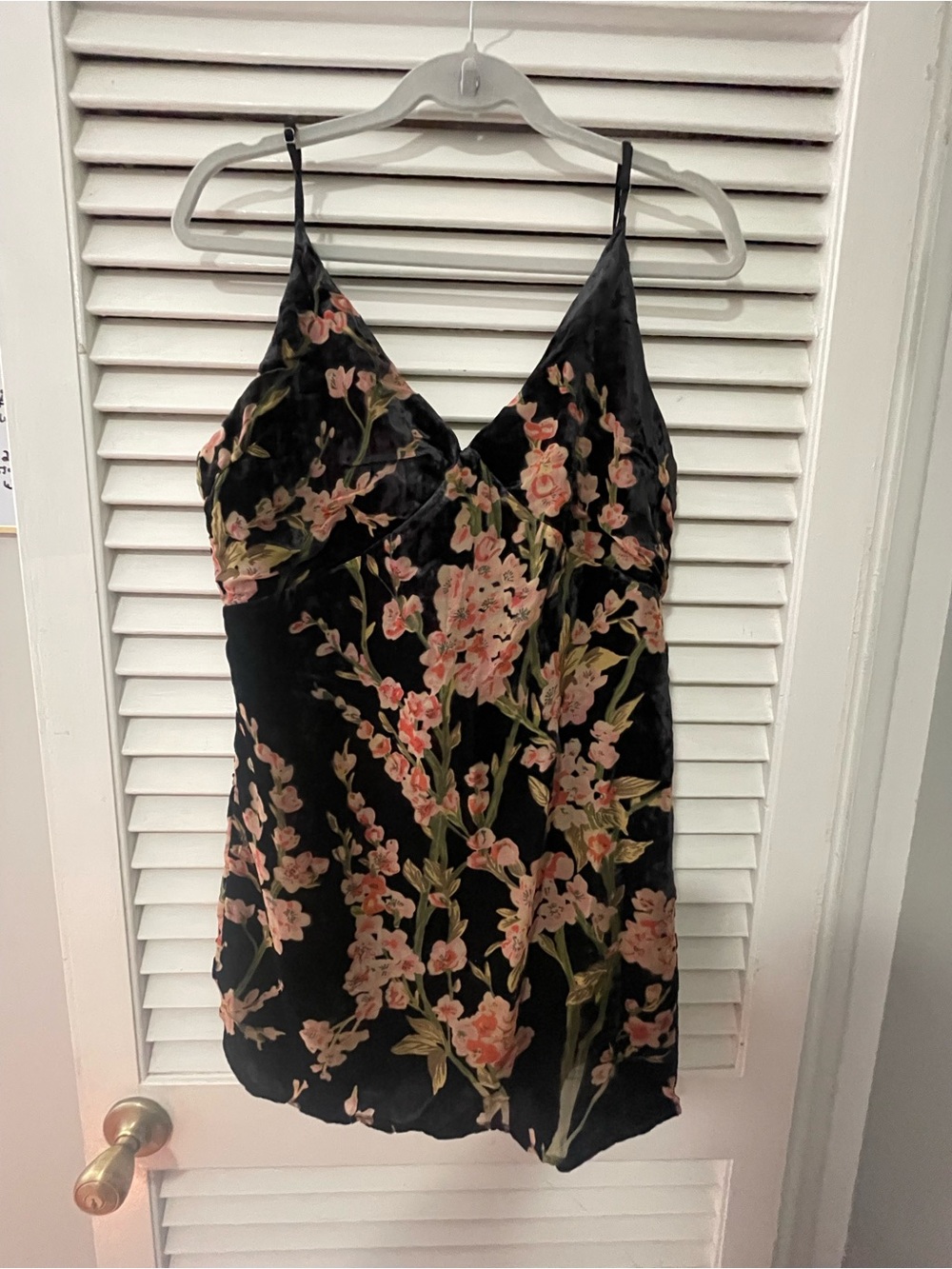 Black Floral Mini Dress with Pink Blossoms